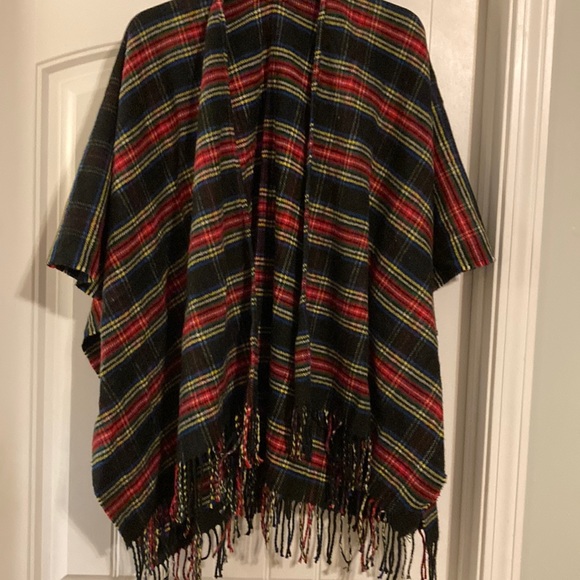 Talbots black and red plaid wrap - Picture 1 of 9